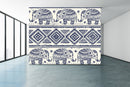 Elephant Blue Indian Pattern Wallpaper