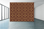 Brown Golden Indian Pattern Wallpaper