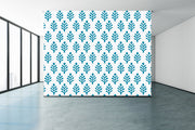Simple Blue White Indian Pattern Wallpaper