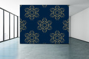 Blue Golden Indian Pattern Wallpaper
