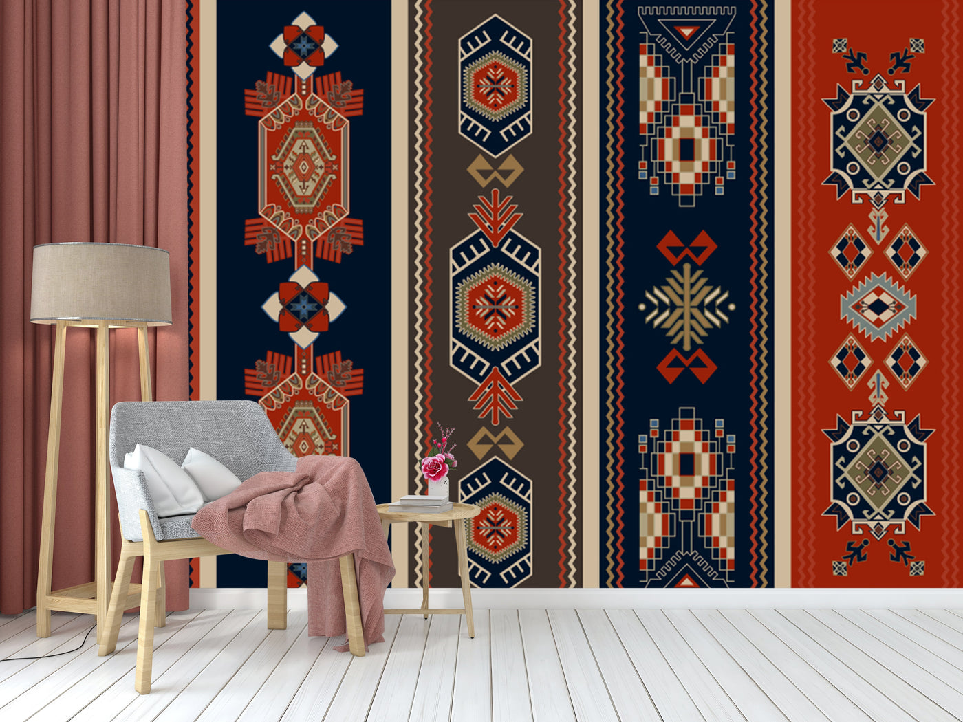 Vertical Paisley Pattern Wallpaper