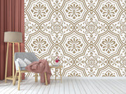 Beige White Pattern Wallpaper