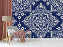 Blue White Indian Mandala Wallpaper