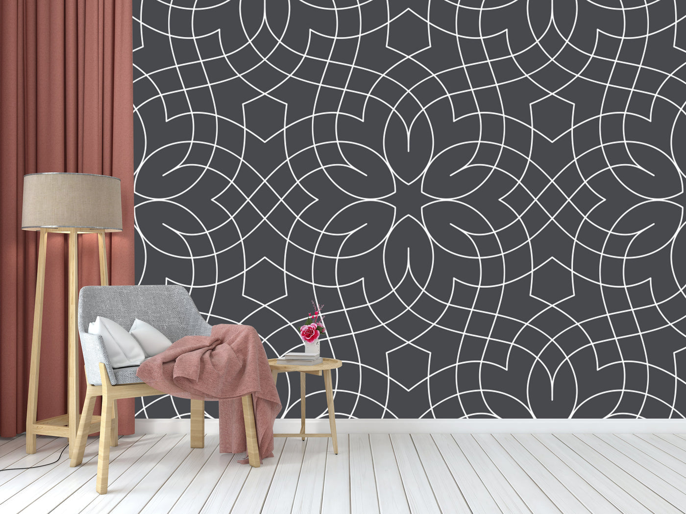 Grey White Pattern Wallpaper