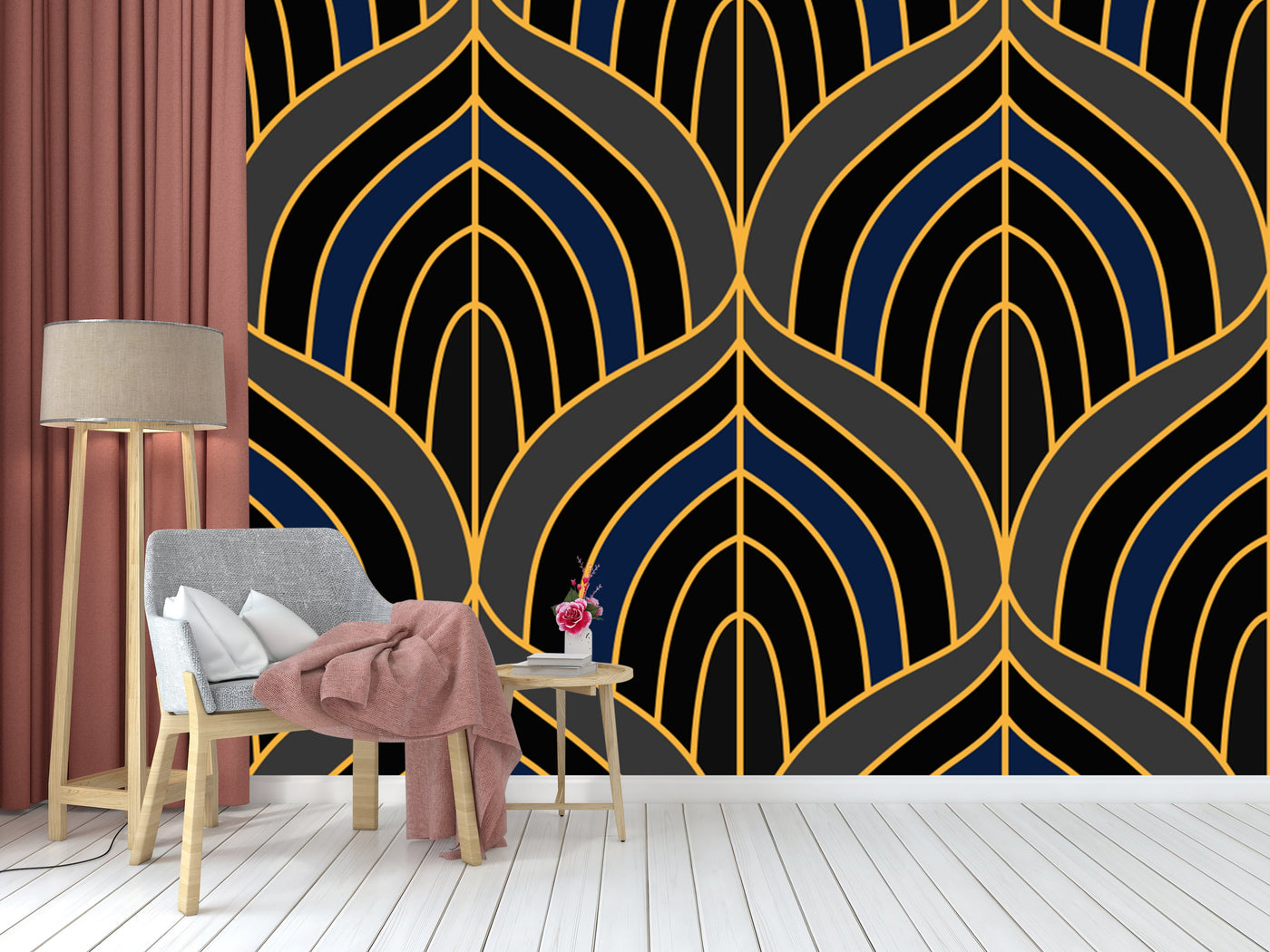 Blue Black Grey Pattern Wallpaper