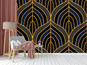 Blue Black Grey Pattern Wallpaper