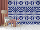 Blue White Horizontal Pattern Wallpaper