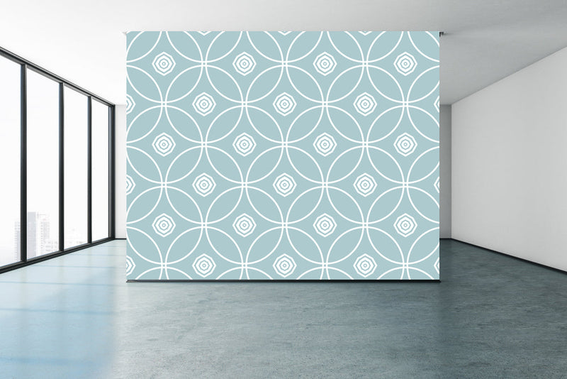 Simple Blue White Circle Pattern Wallpaper