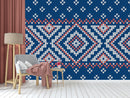 Cute Blue Ethnic Pattern Wallpaper