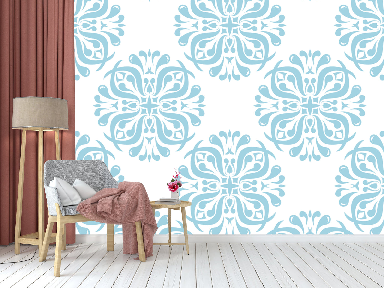 Circle Blue White Indian Pattern Wallpaper – Myindianthings