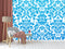 Vintage Blue Pattern White Wallpaper