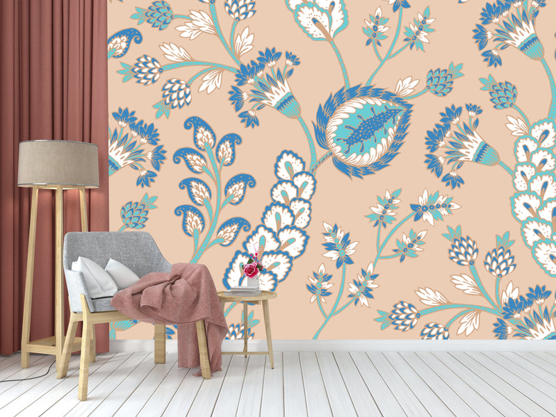 Blue Pink Vintage Aesthetic Pattern Wallpaper