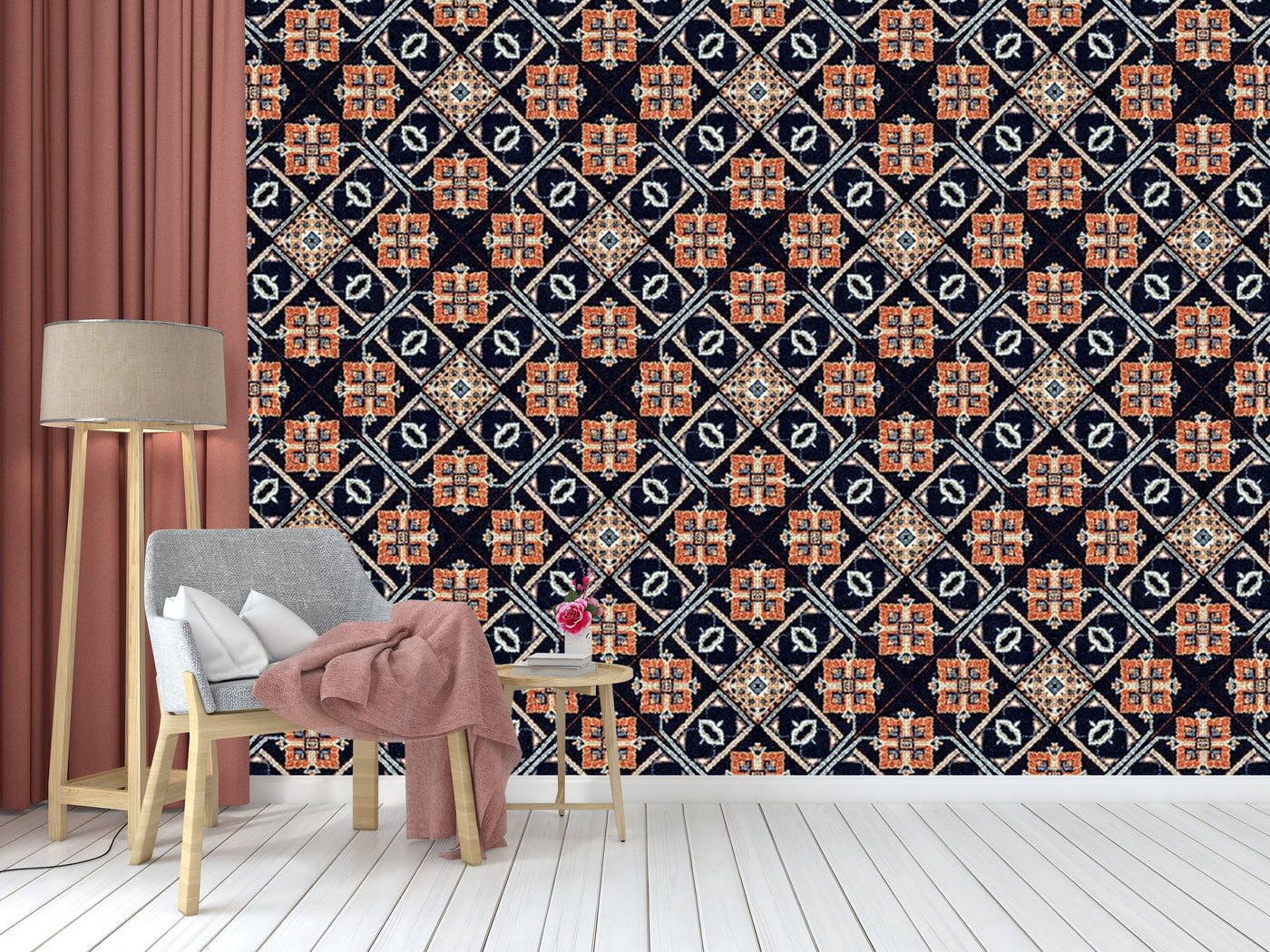 Orange Black Geometry Pattern Wallpaper