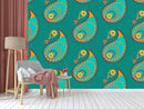 Turquoise Shape Pattern Wallpaper