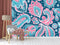 Pink Pattern Blue Background Ethnic Pattern Wallpaper