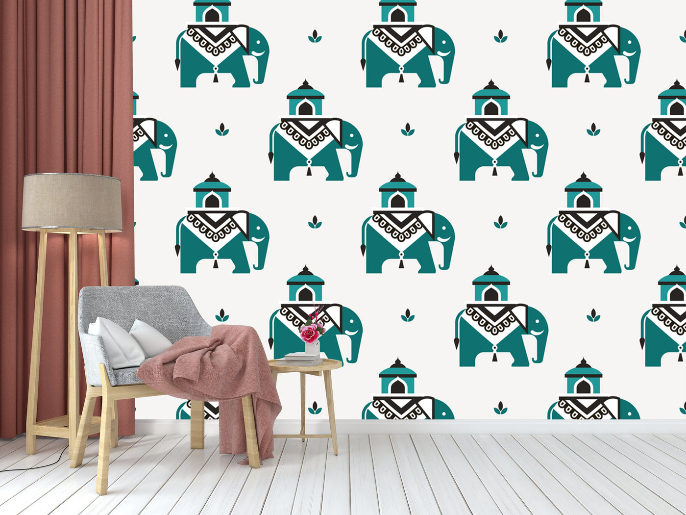 Cute Elephant Pattern Wallpaper