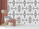 Black White Pattern Ethnic Wallpaper