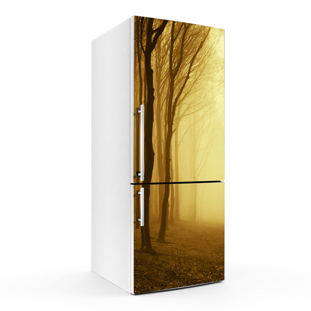 Yellow Nature Tree Art Self Adhesive Sticker For Refrigerator