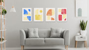 Colourful Concentric Design Wall Art, Set Of 4