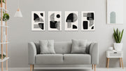 Black Concentric Design Wall Art, Set Of 4