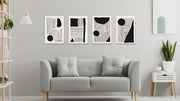 Abstract Black Lines And Patches Wall Art, Set Of 4