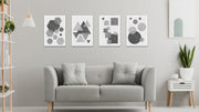 Geometric Figures On Grey Tones Wall Art, Set Of 4