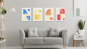 Colourful Concentric Design Wall Art 1, Set Of 4