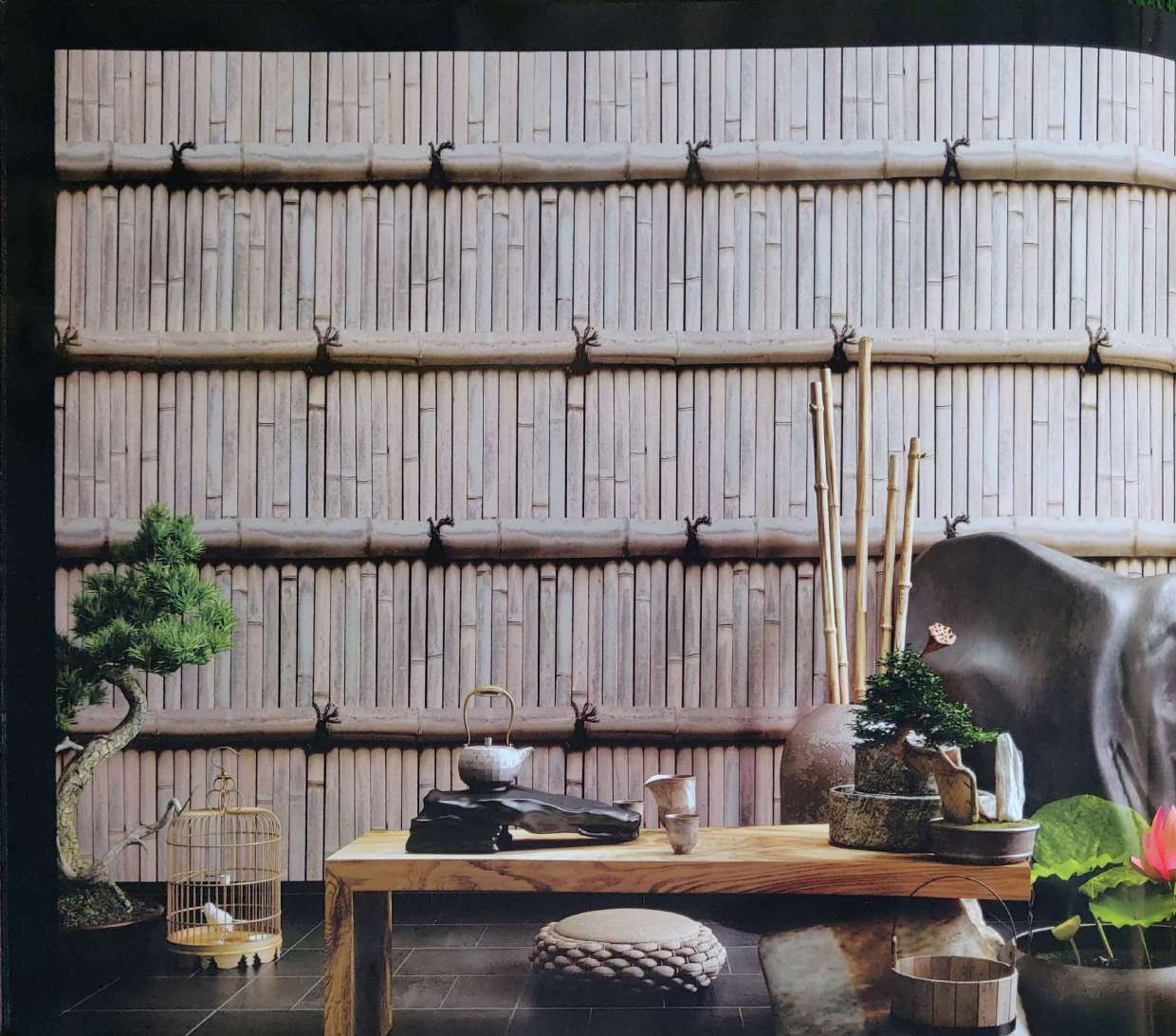 3D Realistic wooden Bamboo Wallpaper