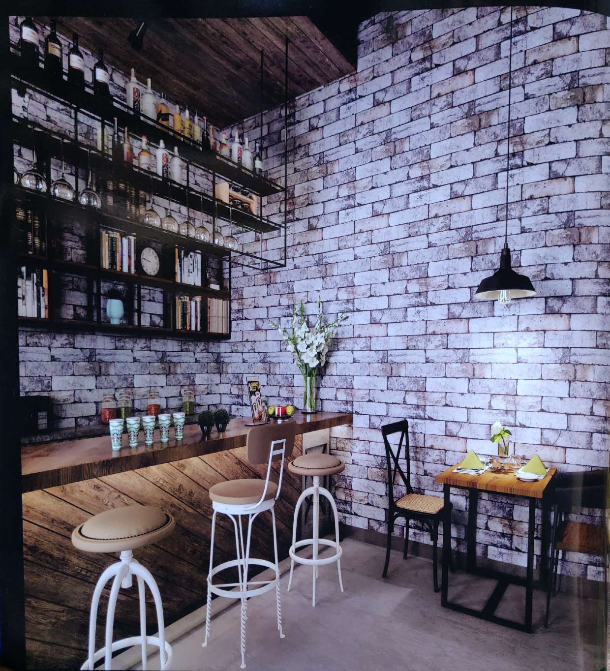 Vintage Shaded Brick Wallpaper
