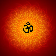 Red Om Mandala Art Self Adhesive Sticker Poster