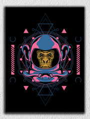 Monkey Pink Blue Space Art