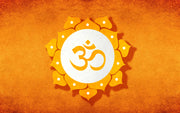 Om In Orange Rangoli Self Adhesive Sticker Poster