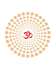 Om With Orange Rays Self Adhesive Sticker Poster