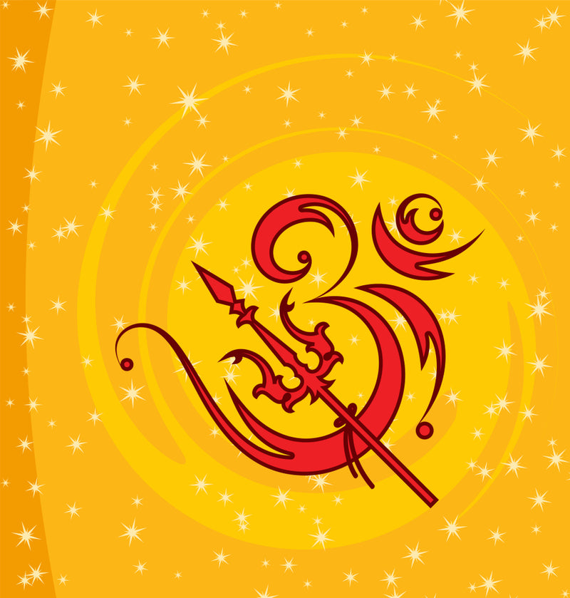 Om With Trishul Self Adhesive Sticker Poster