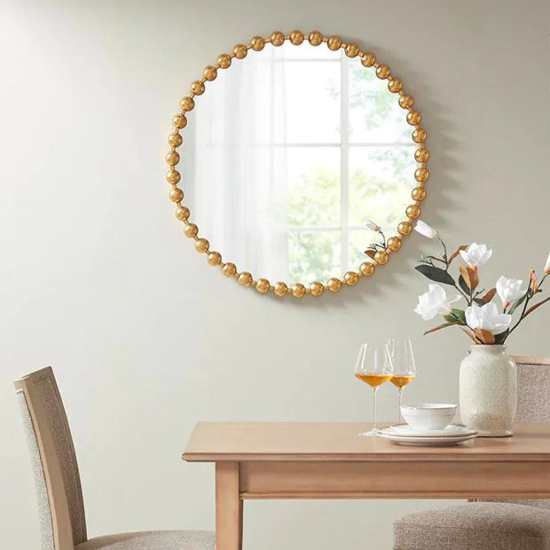 Engraved Circular Balls Wall Mirror