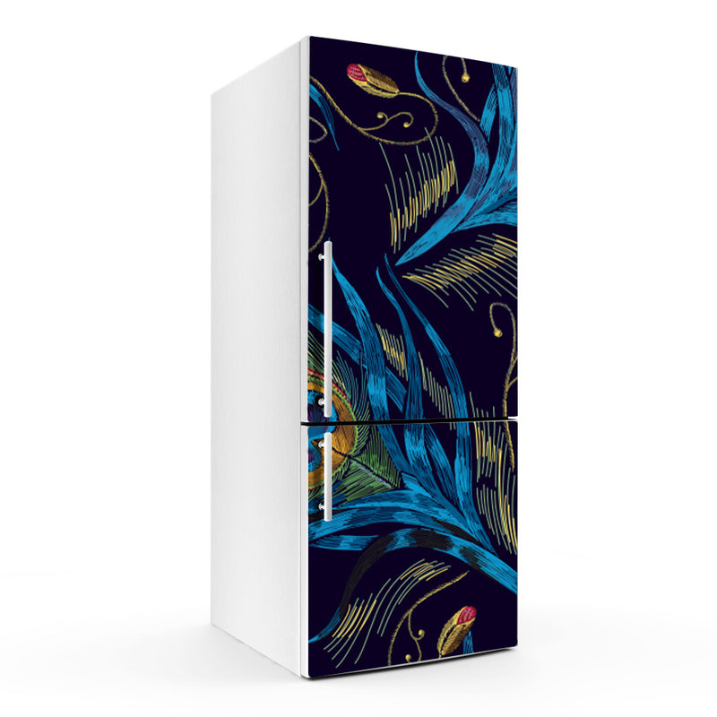 Peacock Feathers Art Self Adhesive Sticker For Refrigerator