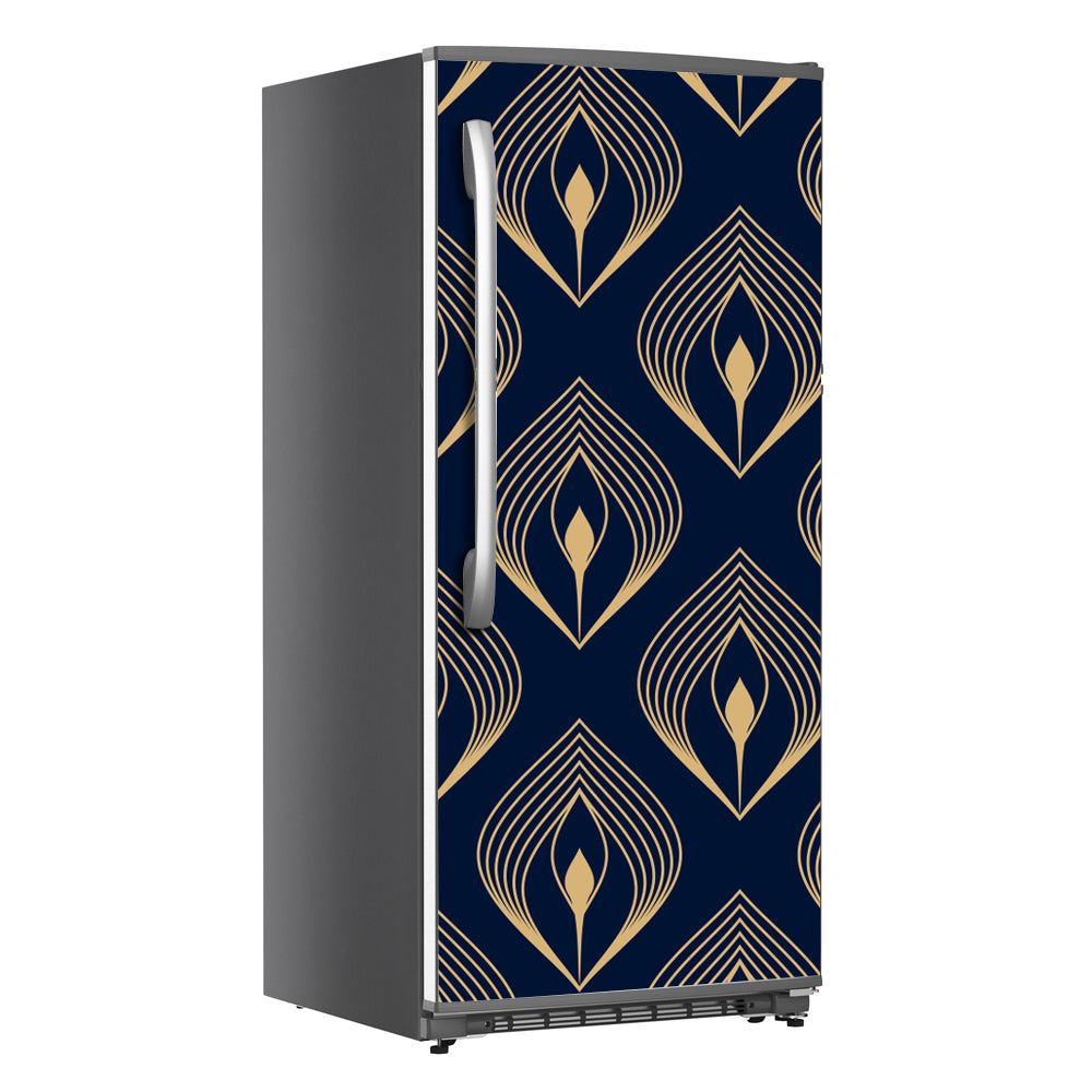 Golden Peacock Art Self Adhesive Sticker For Refrigerator