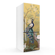 Peacocks With Flowers On Tree Art Self Adhesive Sticker For Refrigerator