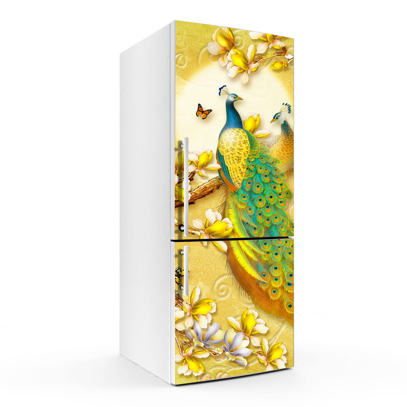 Peacock In On Tree Art Self Adhesive Sticker For Refrigerator