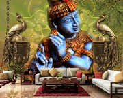 Lord Krishna Mural Wallpaper