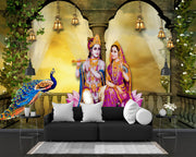 Radha Krishna Orange Wallpaper