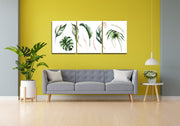 Dark Green Foliage Wall Art, Set Of 3