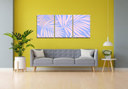 Pink And Blue Palm Leaf Wall Art, Set Of 3