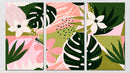 Pink And Green Leaf Wall Aart, Set Of 3