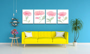 Pink flower wall Art, Set Of 4