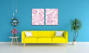 Pink And White Leaf Bunch, Set Of 2