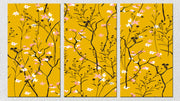 Black Branches On Mustard Wall Art, Set Of 3