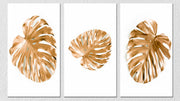 Brown Monstera Leaf Wall Art, Set Of 3