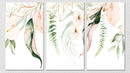 Pastel Flower And Leaf Wall Art, Set Of 3