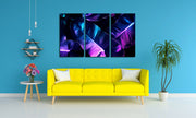 Pink And Blue Banana Leaf Wall Art, Set Of 3